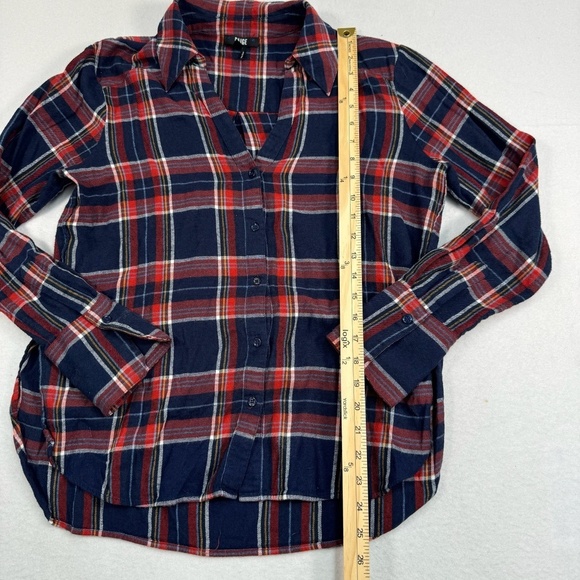 Paige Button Down Flannel Shirt Womens Size Small Red Blue Long Sleeve - Picture 4 of 6
